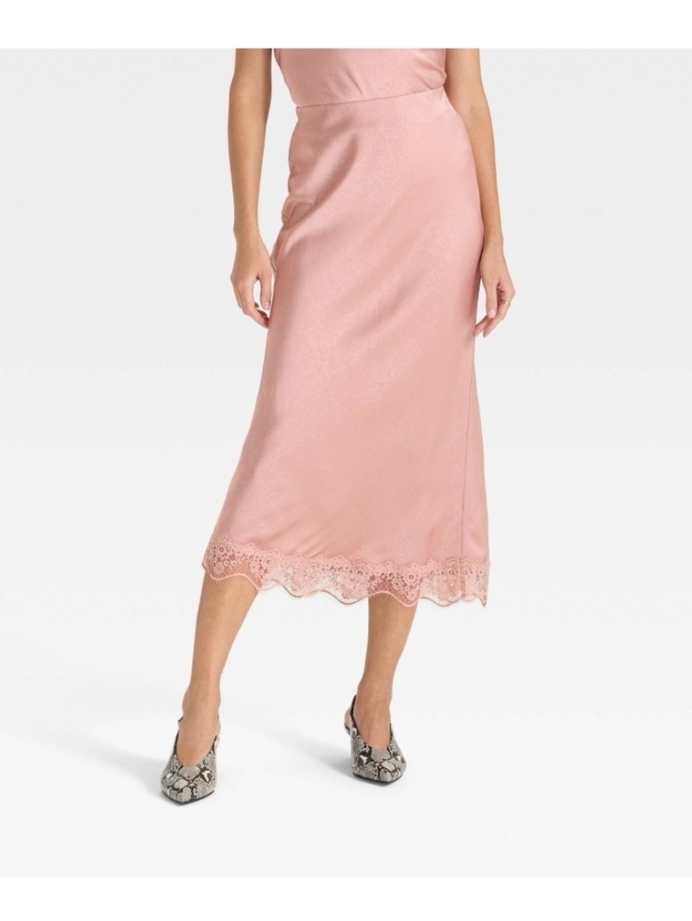 A New Day Women's Lace Trim Midi Skirt
